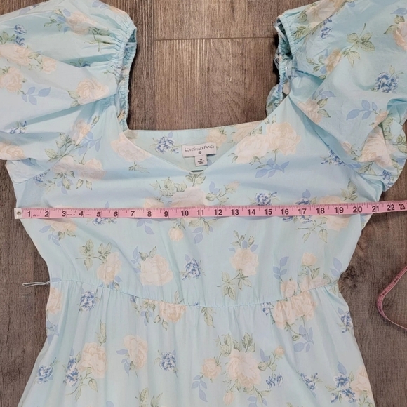 LOVESHACKFANCY X Target Estelle Blue Floral Puff Sleeve Romantic Dress 14 NWOT - Picture 11 of 16